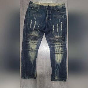 Diesel Moto-Style Distressed Indigo Skinny Jeans